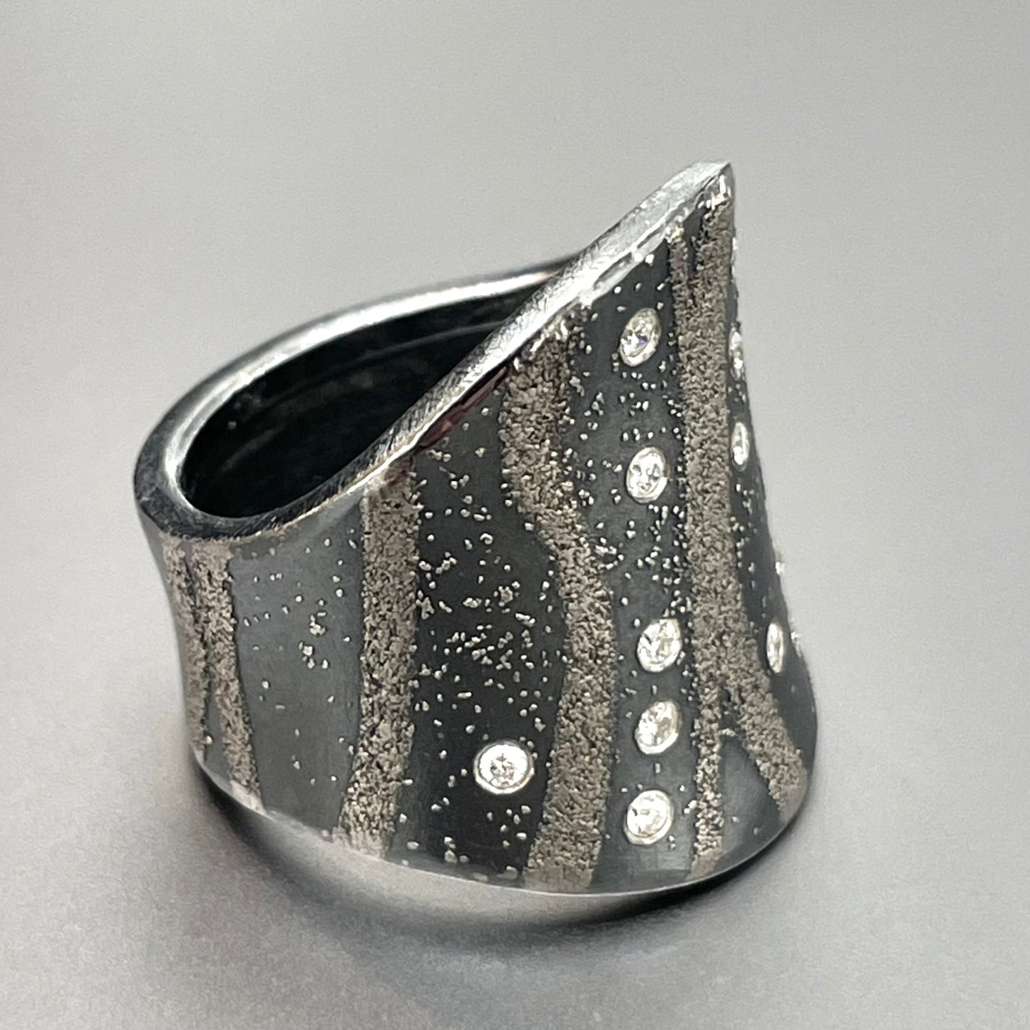 Wide Band in Sterling Silver & Platinum with Diamonds by Atelier Zobel