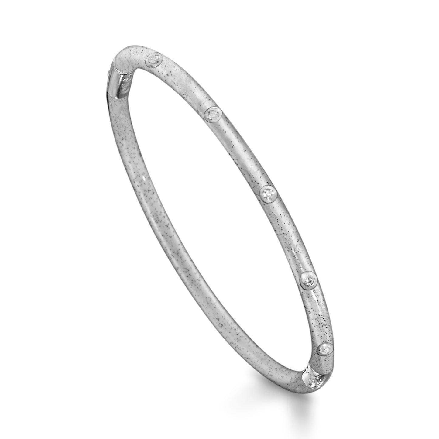 SOHO 3mm Sterling Silver and Silver Enamel Bracelet with Diamonds (0.10ctw)