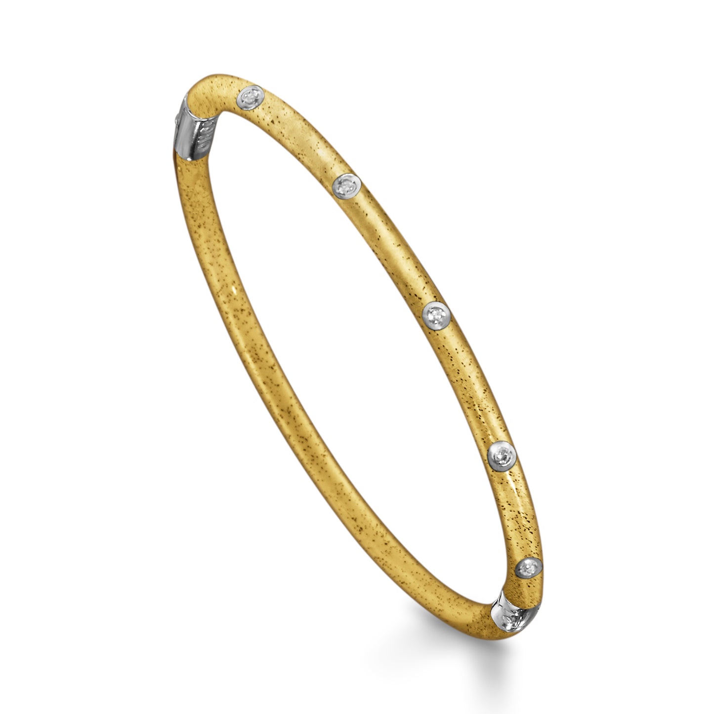 SOHO 3mm Sterling Silver and Gold Enamel Bracelet with Diamonds (0.10ctw)