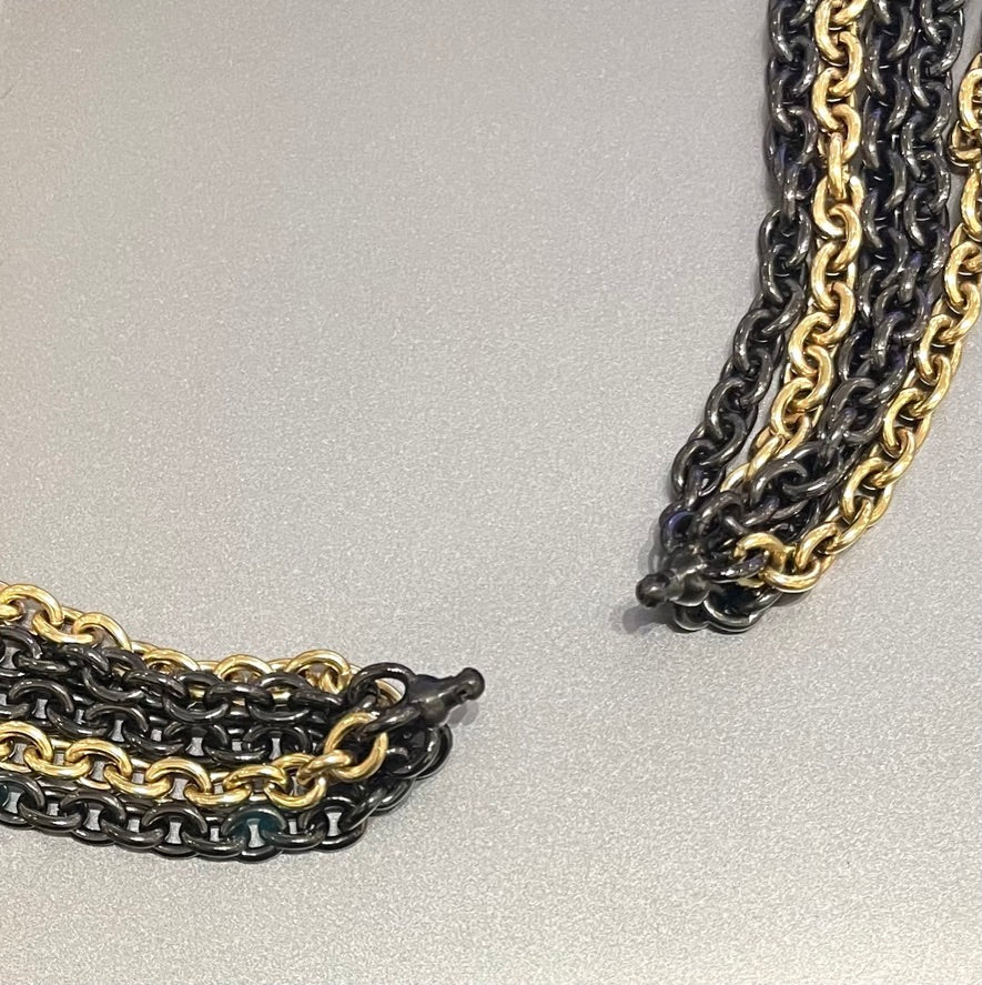 5-Strand Chain for Vario System in Polished Anthracite and Gold, 20"