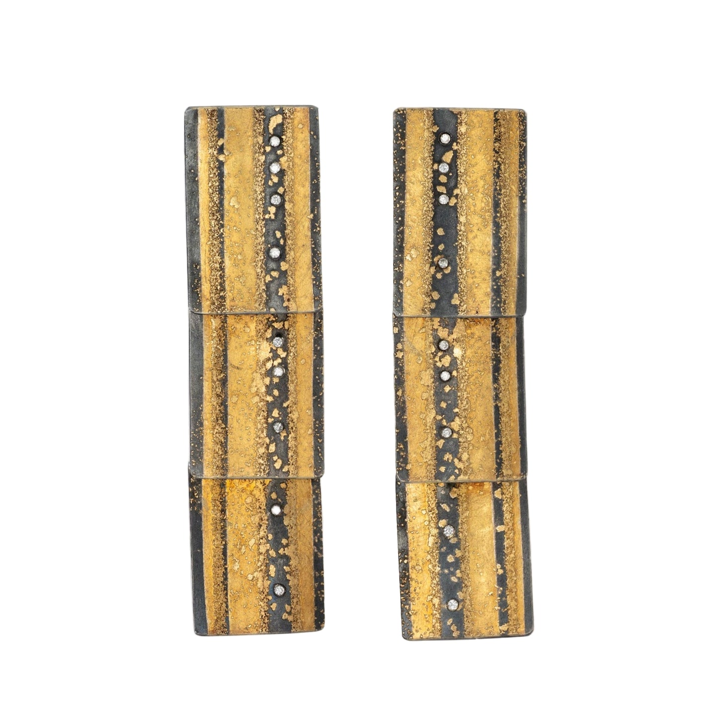 Articulated Drop Earrings With 22k & 24k Gold and Diamonds