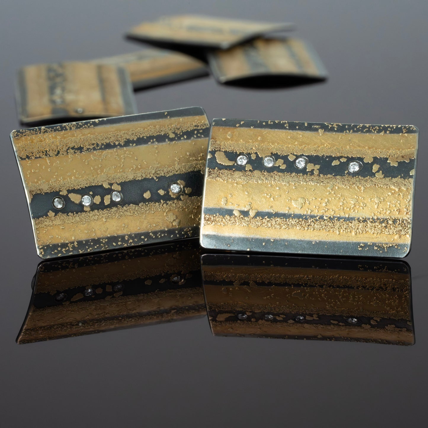 Articulated Drop Earrings With 22k & 24k Gold and Diamonds