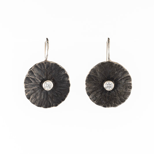 Oxidized Sterling Silver Radiant Drop Earrings