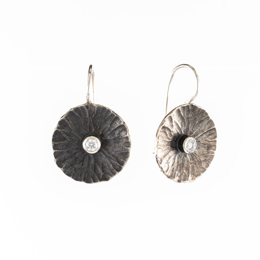 Oxidized Sterling Silver Radiant Drop Earrings