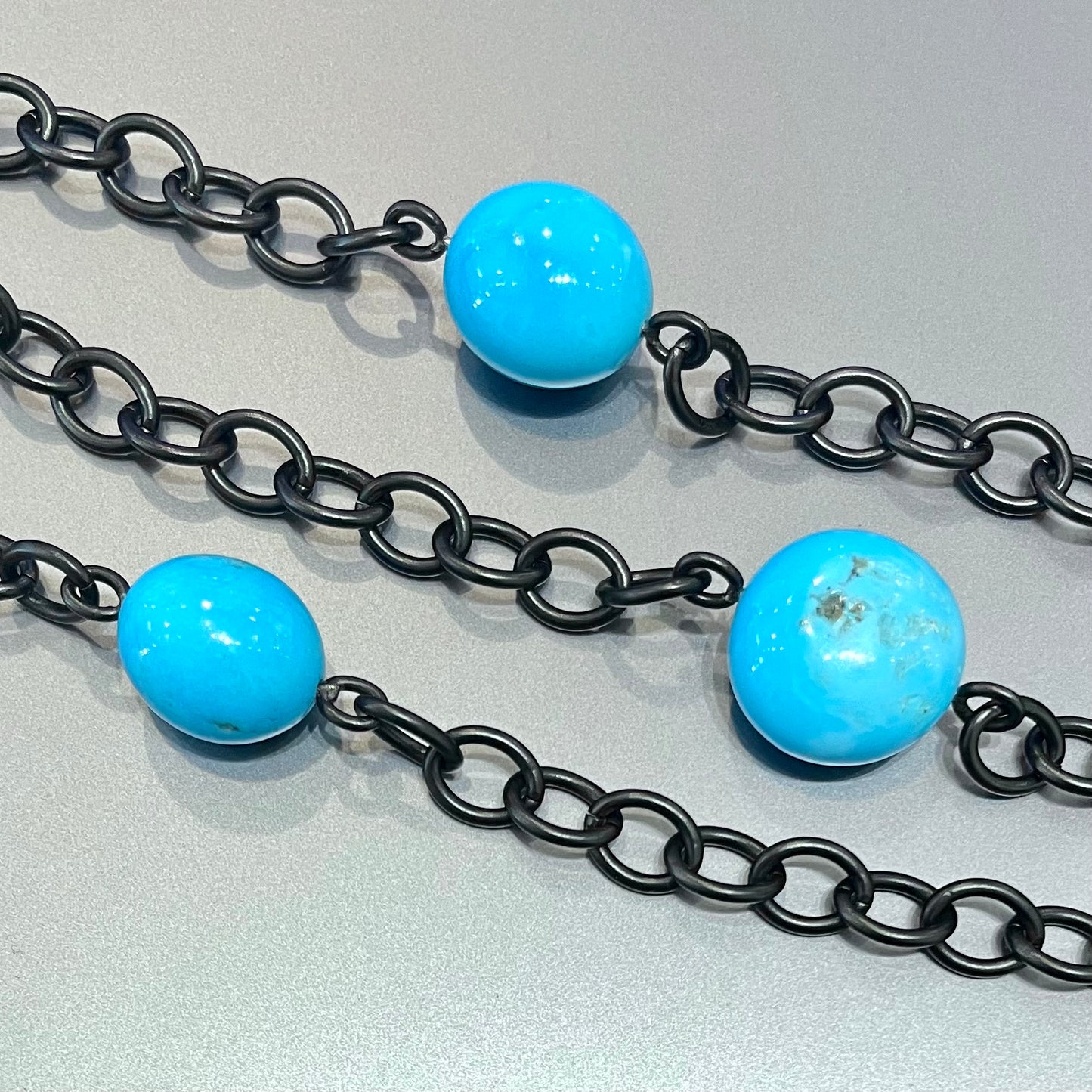 Anthracite Chain with 3 Turquoise Beads for Vario System, 32"