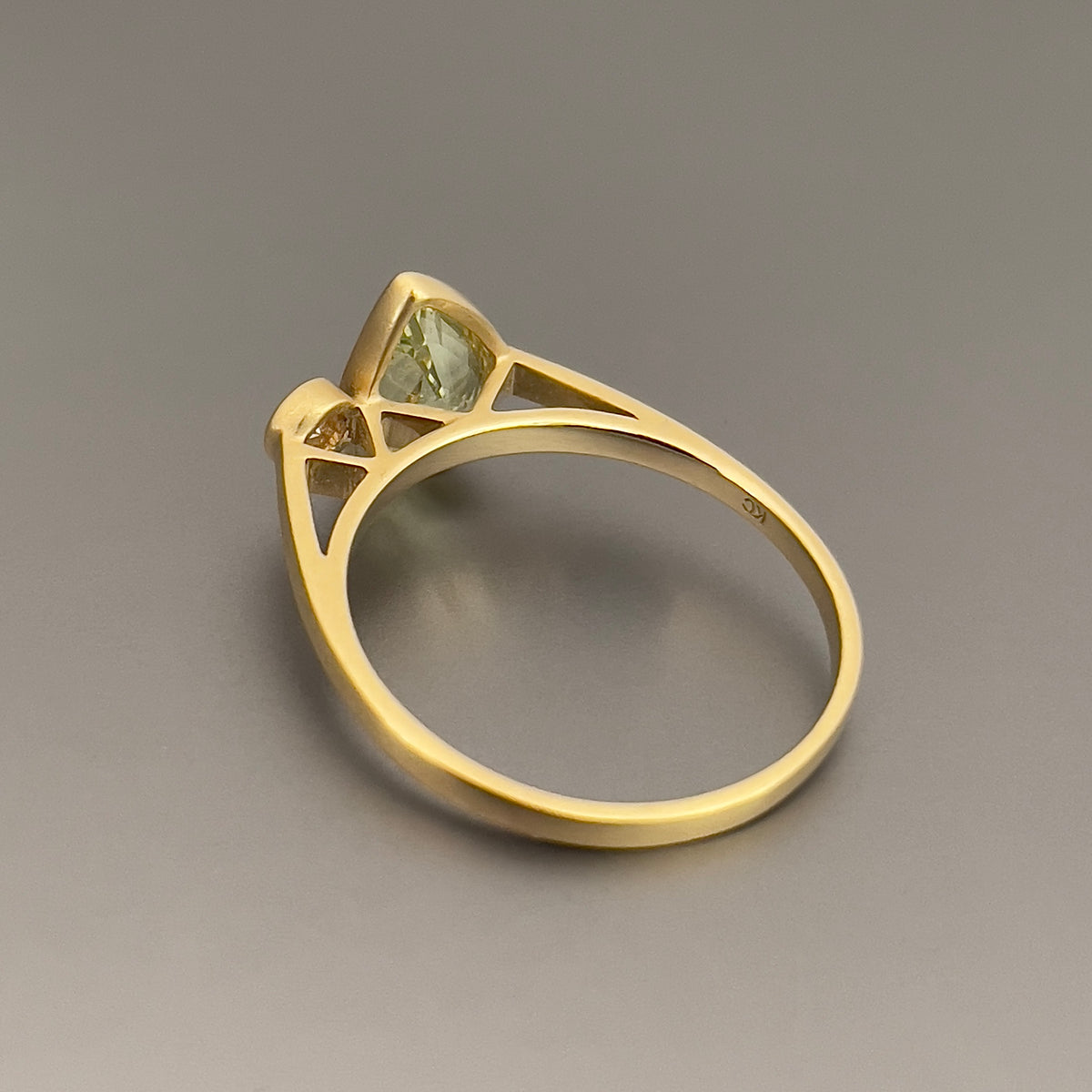 18K Chrysoberyl & Diamond 2-Stone Ring