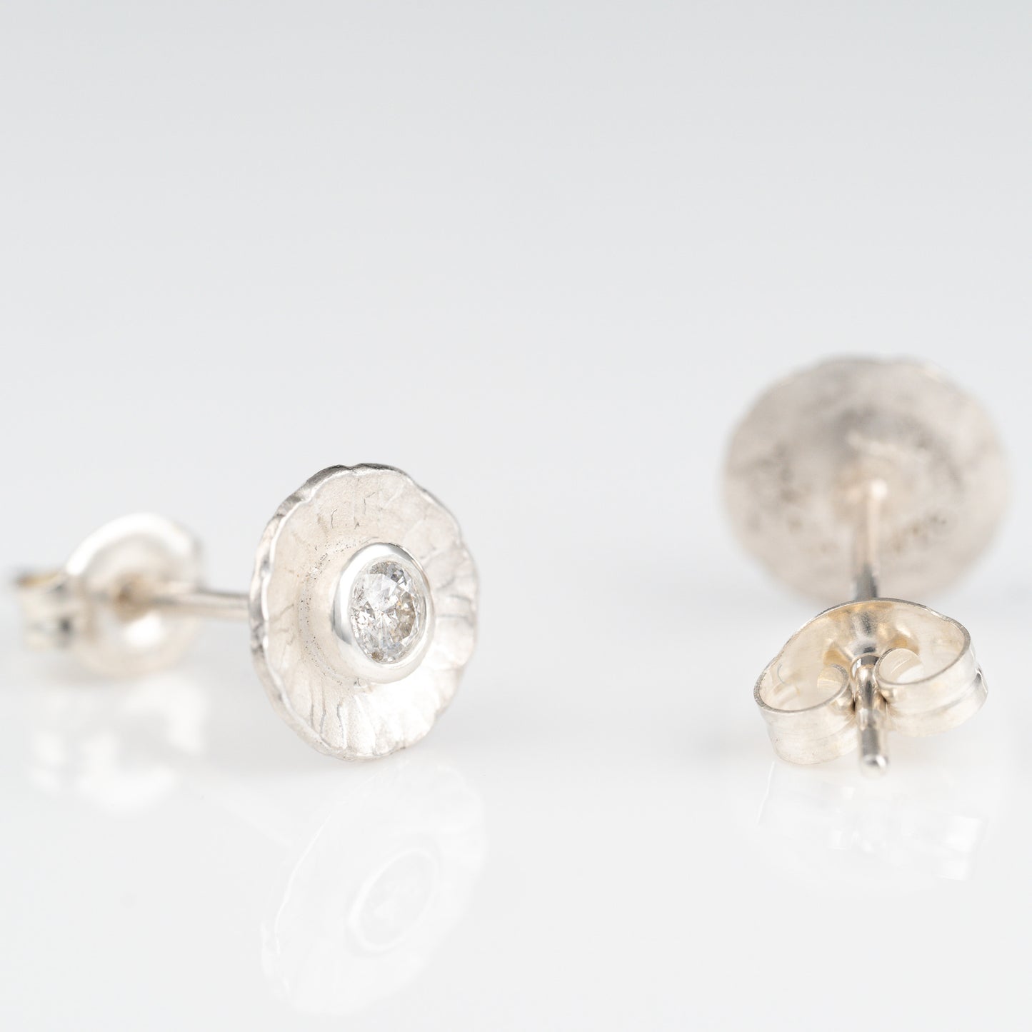 Sterling Silver & Diamond Radiant Stud Earrings