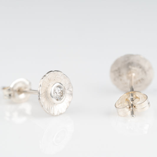 Sterling Silver & Diamond Radiant Stud Earrings