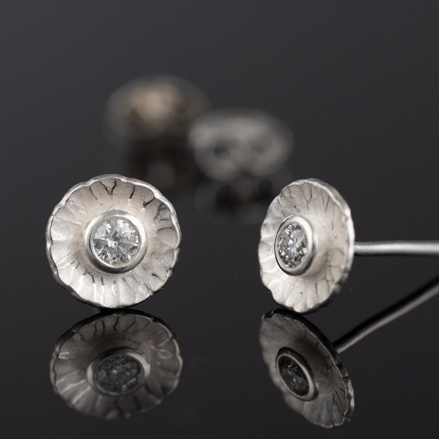 Sterling Silver & Diamond Radiant Stud Earrings