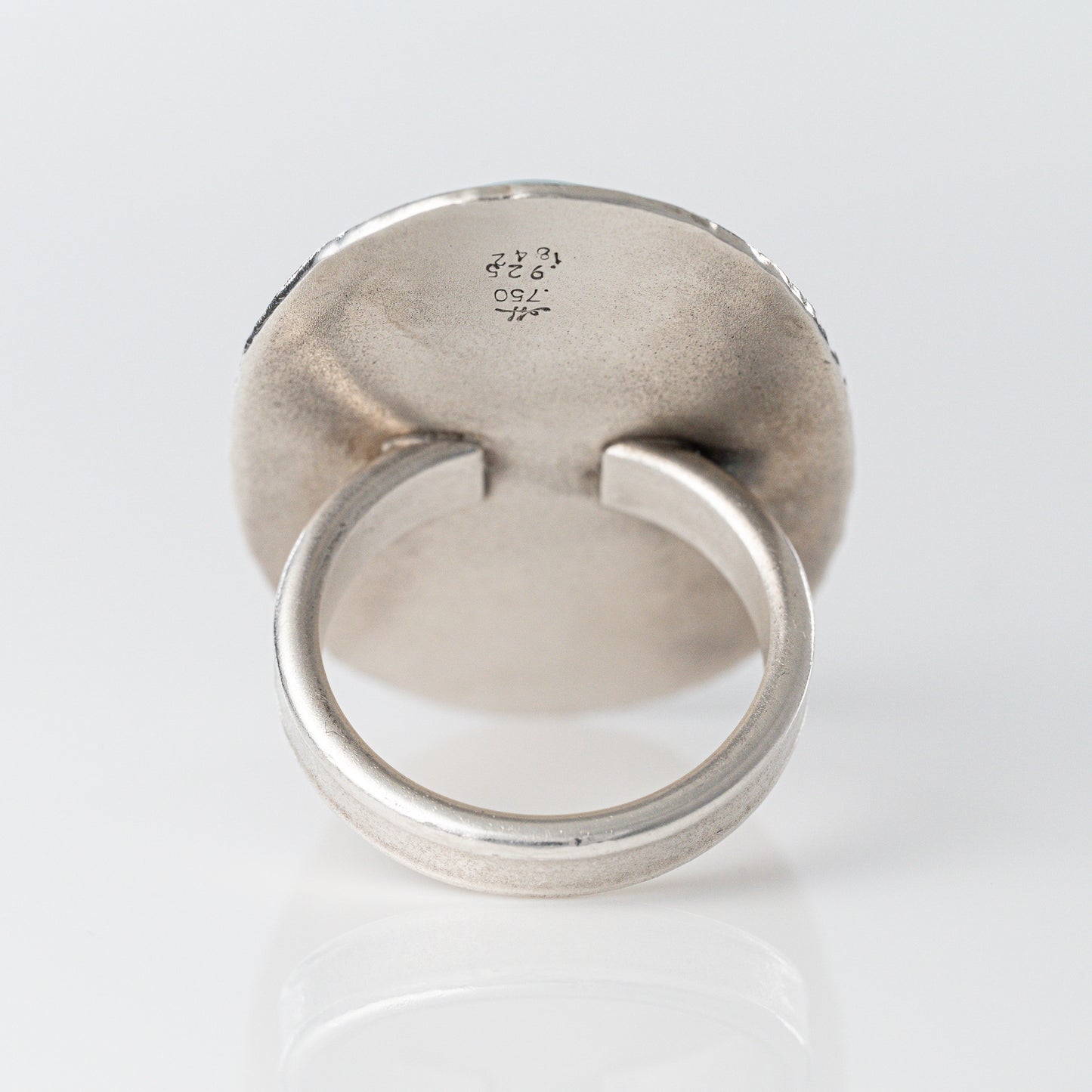 Sterling and 18k Large Aquamarine Cabochon Ring