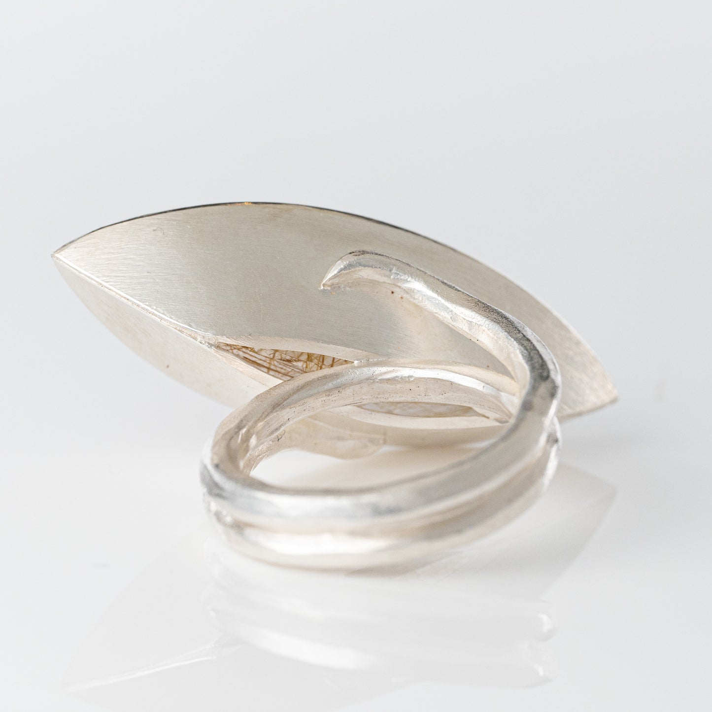 Sterling Silver Rutilated Quartz Rowboat Ring