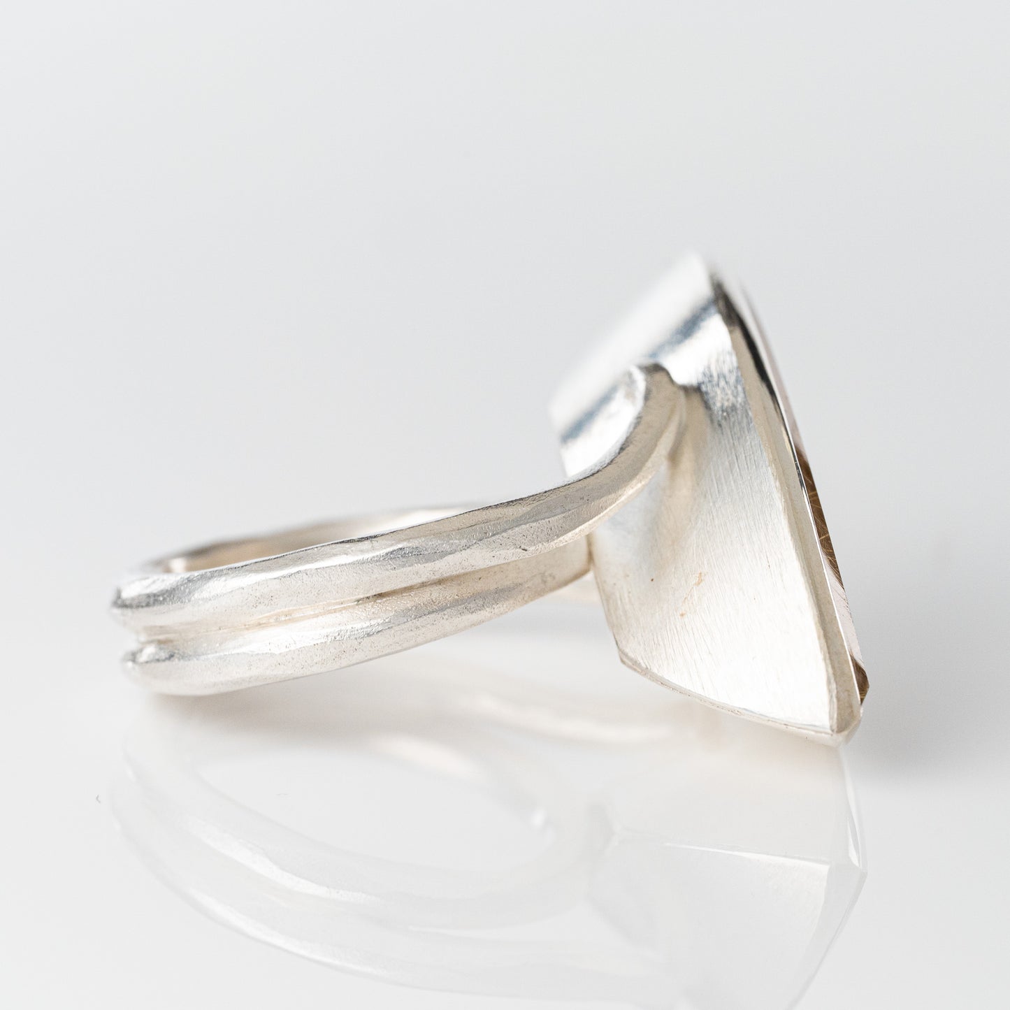 Sterling Silver Rutilated Quartz Rowboat Ring