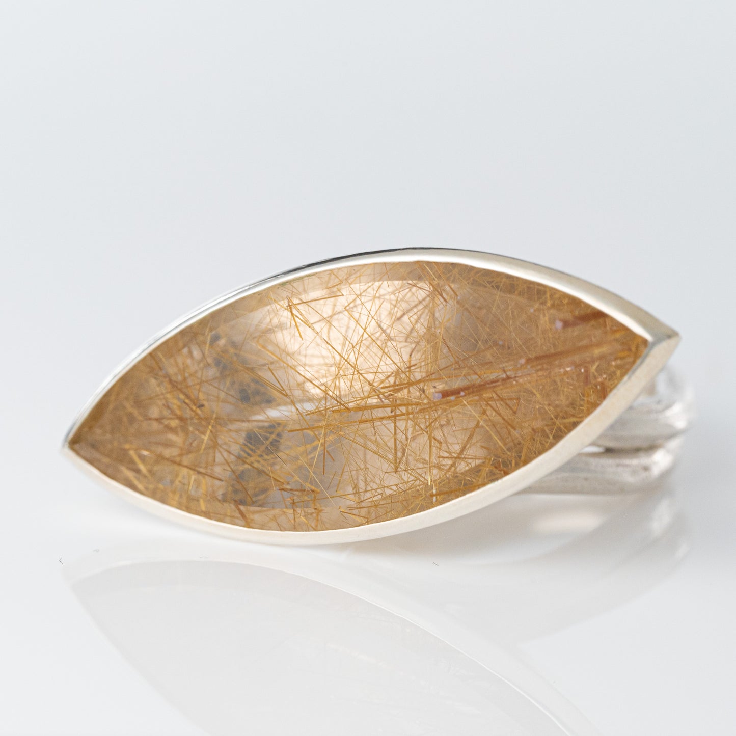Sterling Silver Rutilated Quartz Rowboat Ring