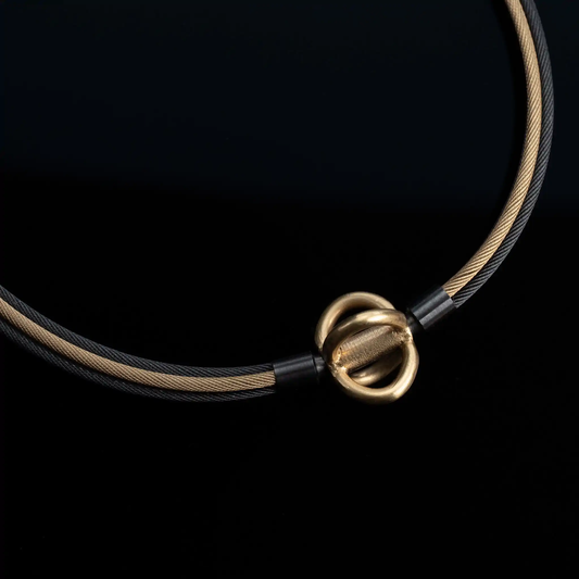 Anthracite and Gold 3-Strand Wire Necklace For Vario System, 18"