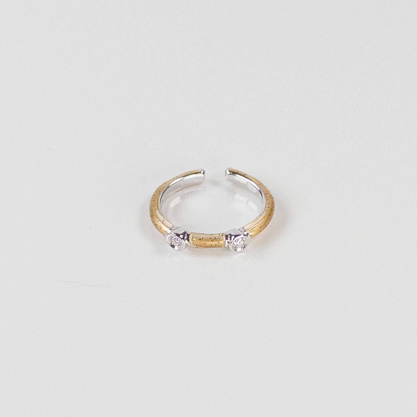 SOHO Sterling Silver and Gold Enamel Ring with Two Diamonds (0.06ctw)