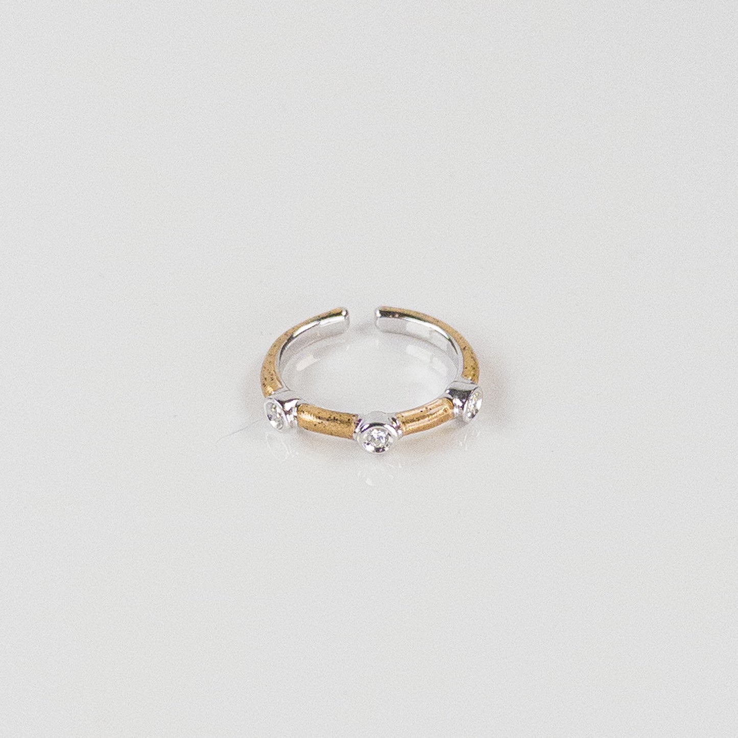 SOHO Sterling Silver and Gold Enamel Ring with Three Diamonds (0.09ctw)