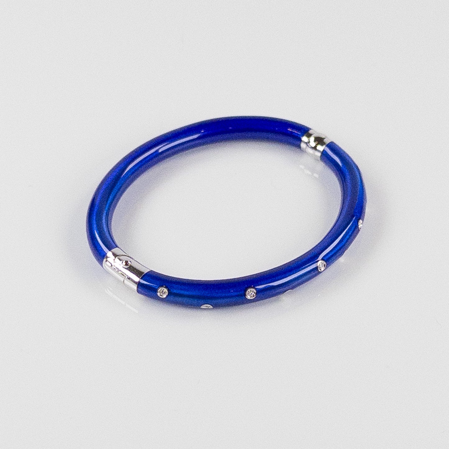 SOHO 5mm Sterling Silver and Cobalt Blue Enamel Bracelet with Diamonds (0.12ctw)