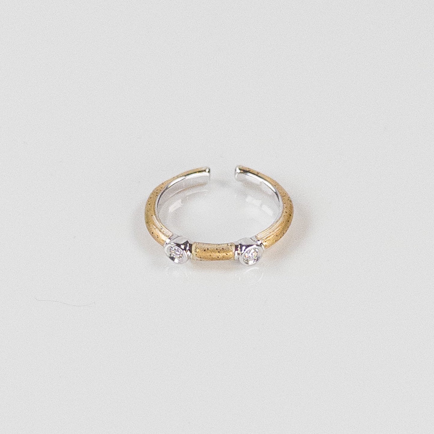SOHO Sterling Silver and Gold Enamel Ring with Two Diamonds (0.06ctw)