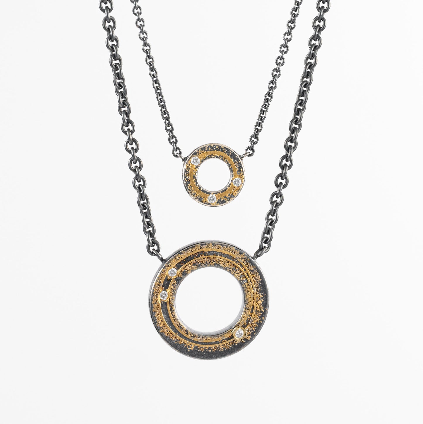 Sterling Silver & 24k Gold "O" Necklace with Diamond Accents by Atelier Zobel