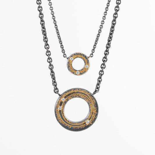 Small Sterling Silver & 24k Gold "O" Necklace with Diamond Accents by Atelier Zobel