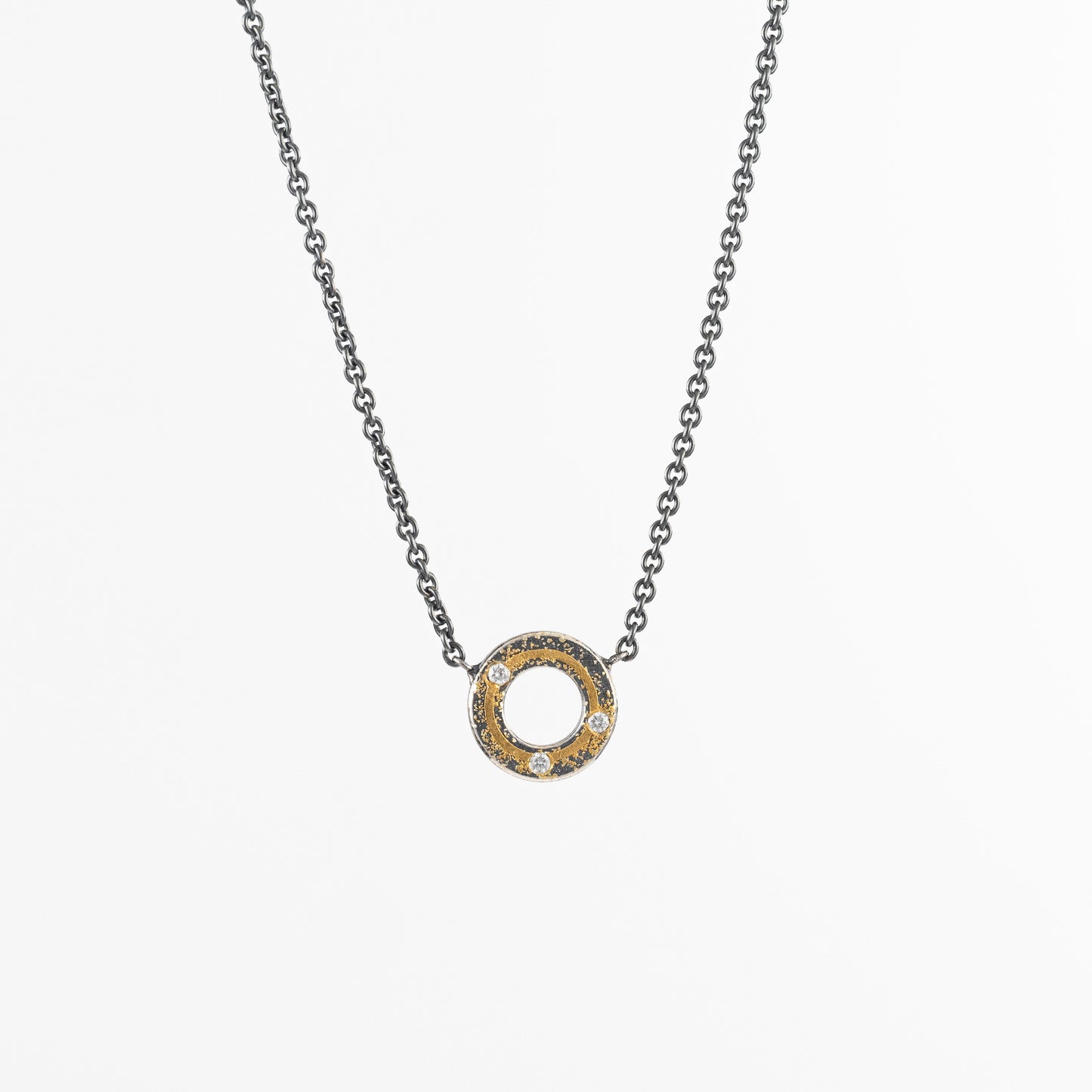 Small Sterling Silver & 24k Gold "O" Necklace with Diamond Accents by Atelier Zobel