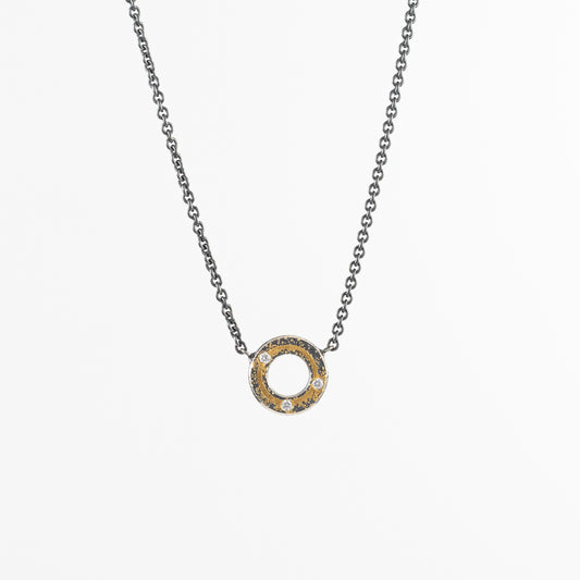Small Sterling Silver & 24k Gold "O" Necklace with Diamond Accents by Atelier Zobel