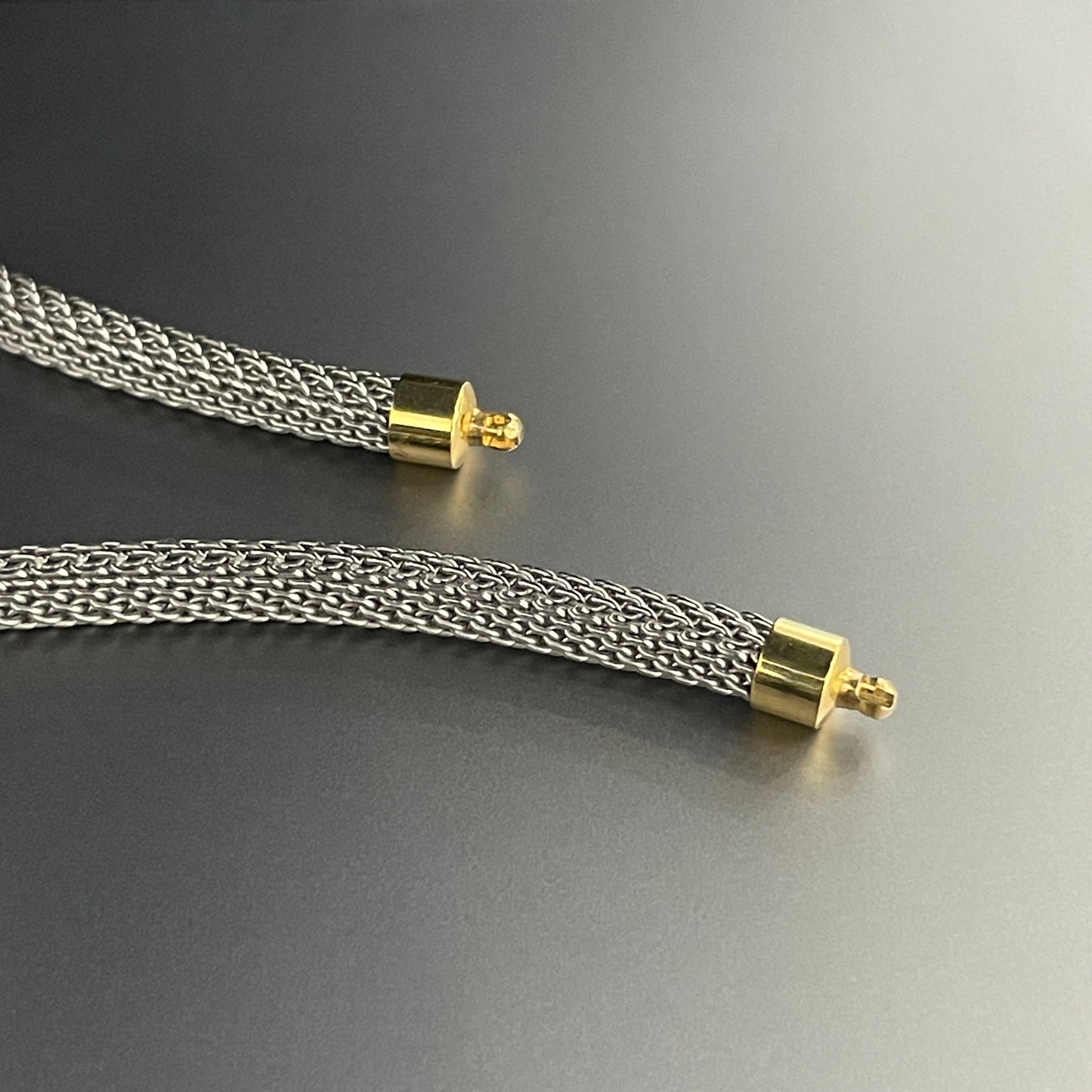 5mm Mesh Vario Neck Cord in Stainless Steel with Gold Ends, 17"