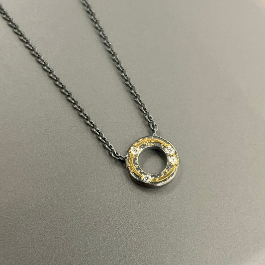 Small Sterling Silver & 24k Gold "O" Necklace with Diamond Accents by Atelier Zobel
