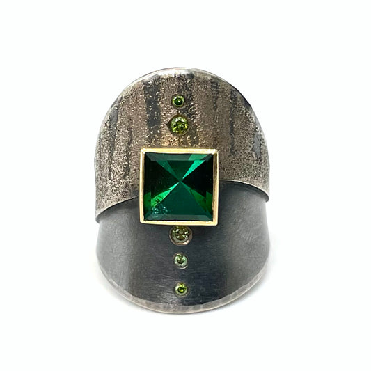 Tourmaline & Green Diamond Ring