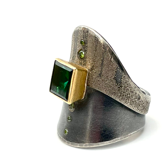 Tourmaline & Green Diamond Ring