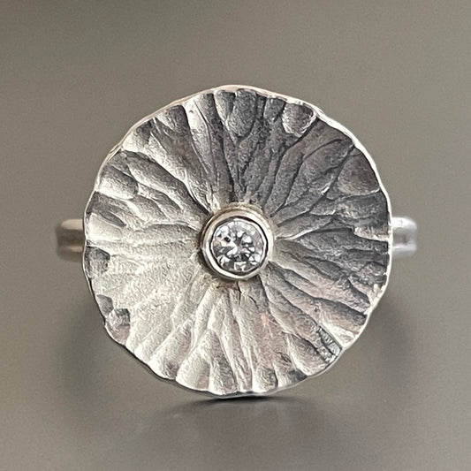 Sterling Silver & Diamond Radiant Ring