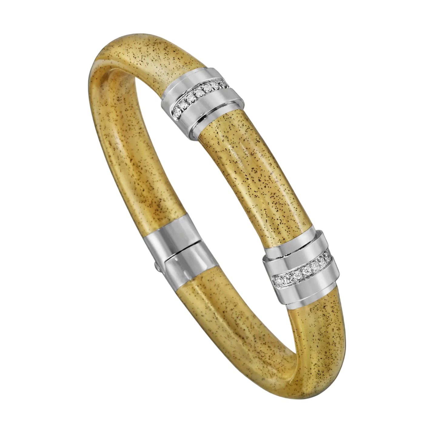 SOHO 9mm Sterling Silver and Gold Foliage Enamel Bracelet with Two Diamond Stations (0.24ctw)