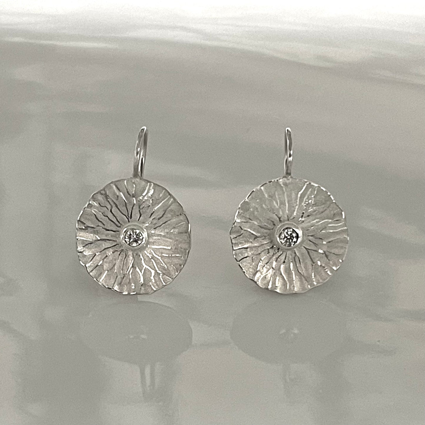 Sterling Silver & Diamond Radiant Drop Earrings