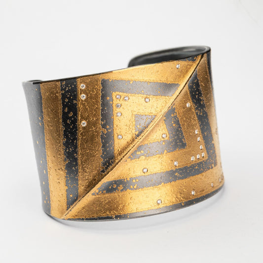 Geometric Cuff with 24k Gold & Diamonds by Atelier Zobel