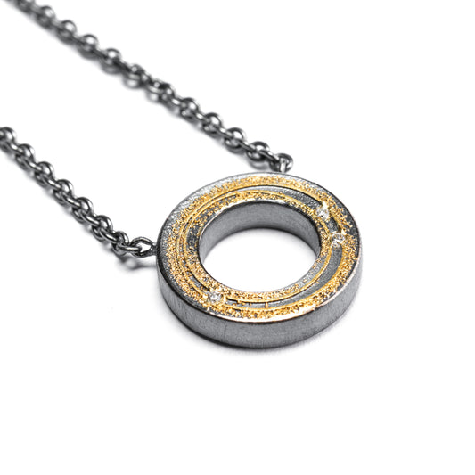 Sterling Silver & 24k Gold "O" Necklace with Diamond Accents by Atelier Zobel