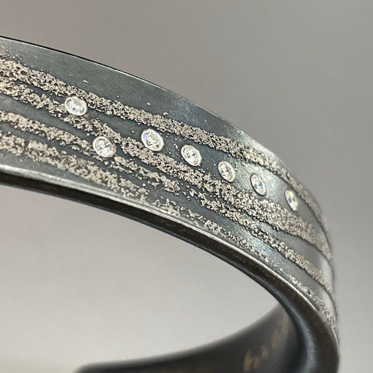 Narrow Wave Cuff in Sterling Silver, Platinum & Diamond by Atelier Zobel