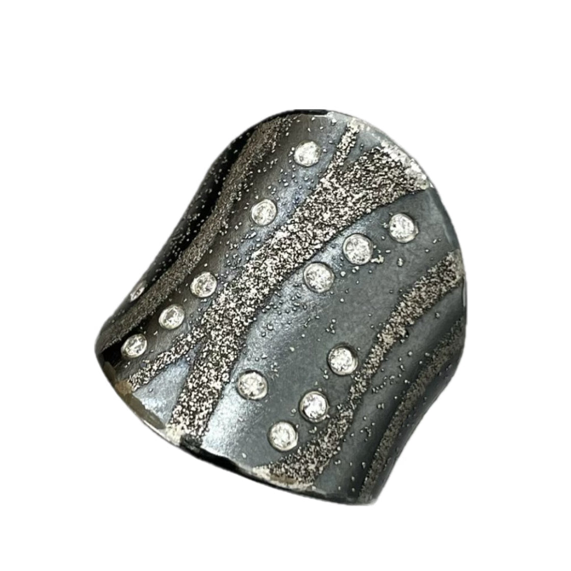 Wide Band in Sterling Silver & Platinum with Diamonds by Atelier Zobel