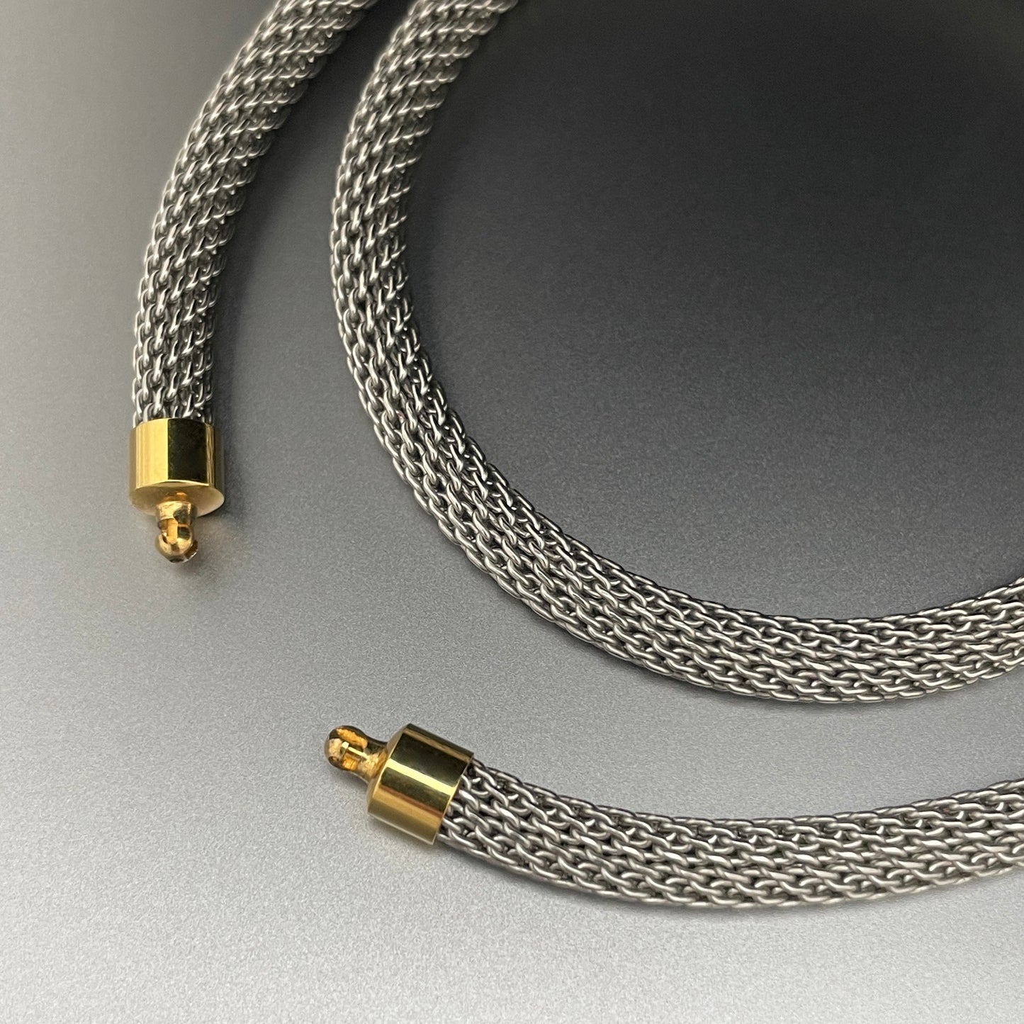 5mm Mesh Vario Neck Cord in Stainless Steel with Gold Ends, 17"