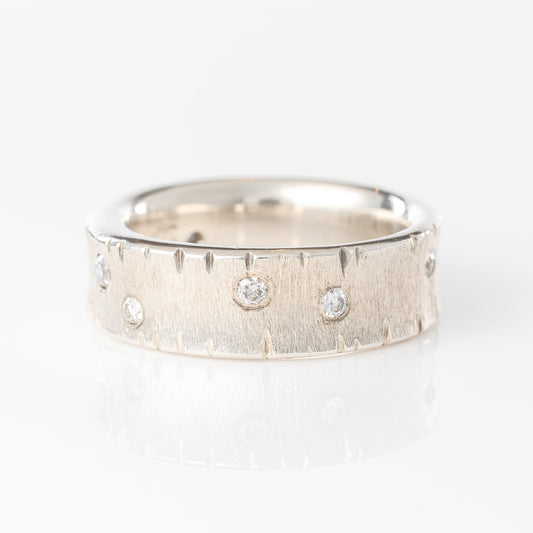 Sterling Silver and Diamond Crackle Ring