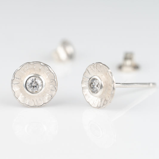 Sterling Silver & Diamond Radiant Stud Earrings