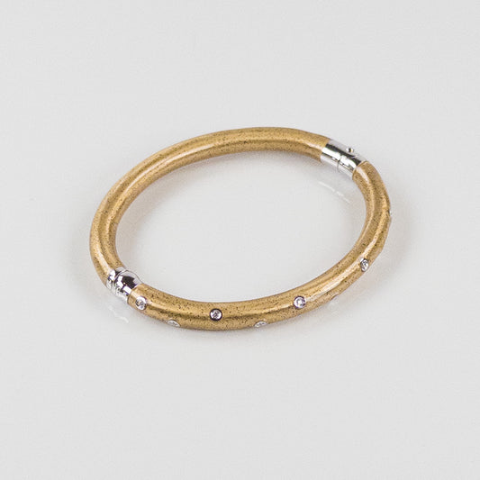 SOHO 5mm Sterling Silver and Gold Enamel Bracelet with Diamonds (0.10ctw)