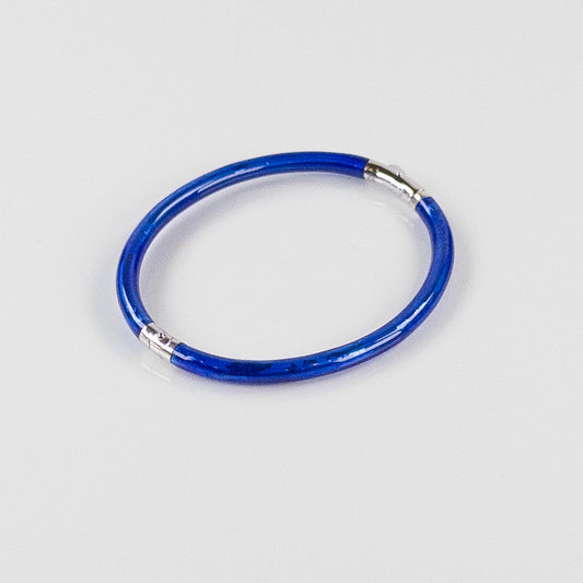 SOHO 3mm Sterling Silver and Cobalt Blue Foliage Enamel Bracelet