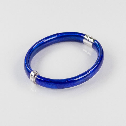 SOHO 9mm Sterling Silver and Cobalt Blue Foliage Enamel Bracelet