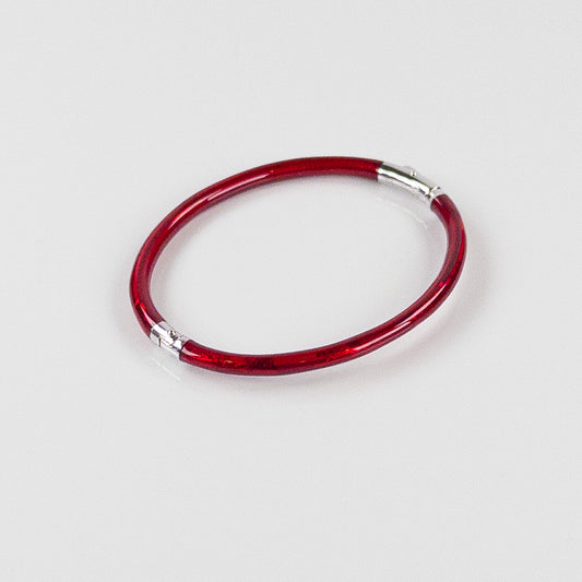 SOHO 3mm Sterling Silver and Ruby Red Foliage Enamel Bracelet