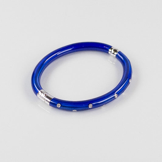 SOHO 5mm Sterling Silver and Cobalt Blue Enamel Bracelet with Diamonds (0.12ctw)