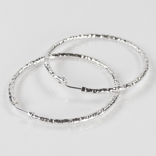 SOHO Hammered Sterling Silver Hoop Earrings