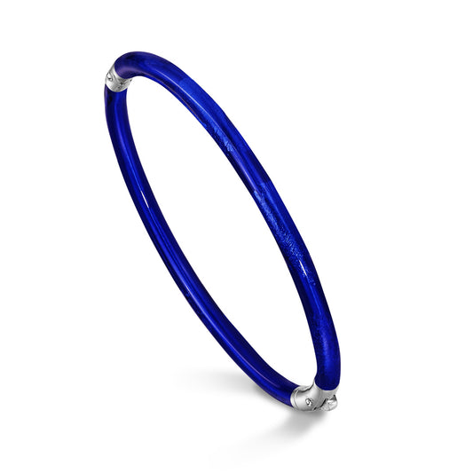 SOHO 3mm Sterling Silver and Cobalt Blue Foliage Enamel Bracelet