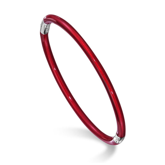 SOHO 3mm Sterling Silver and Ruby Red Foliage Enamel Bracelet