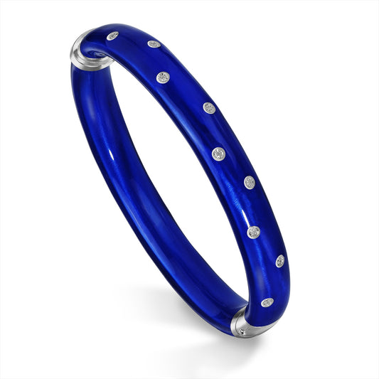 SOHO 9mm Sterling Silver and Cobalt Blue Enamel Bracelet with Diamonds (0.12ctw)